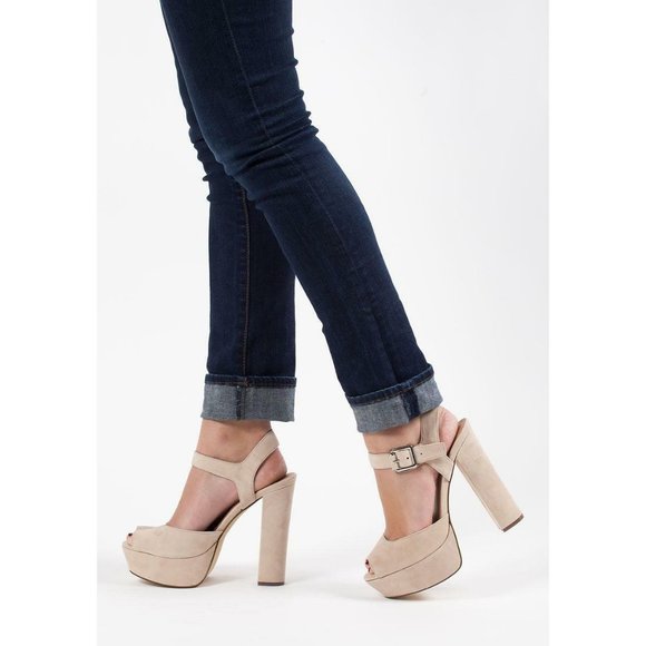 Steve Madden Jillyy Platform Sandals Size 9 Blush Suede Peep Toe Chunky Heel 90s - Picture 8 of 11